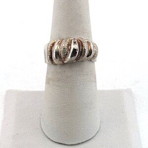 Estate Sterling Silver 925 Textured Dome Band Ring Size 6 Wide Design 5.0g